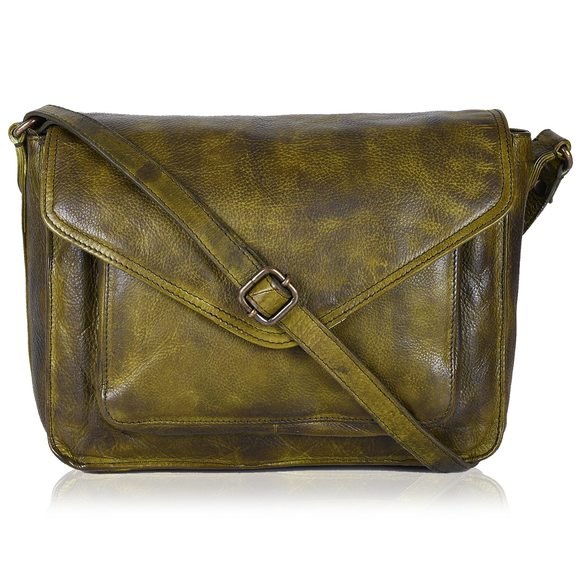 Leather Flapover Crossbody Handbag Purse With Adjustable Strap & :o) - Picture 1 of 7
